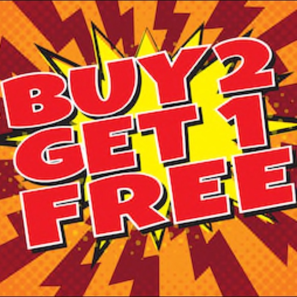 Buy 2 items get 1 of equal or lesser value FREE!!